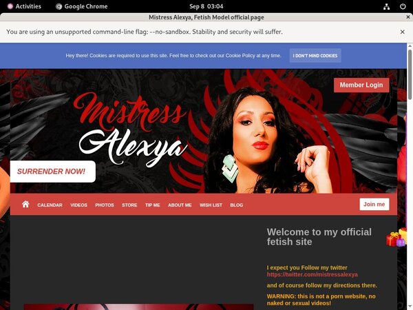 MistressAlexya Login Info